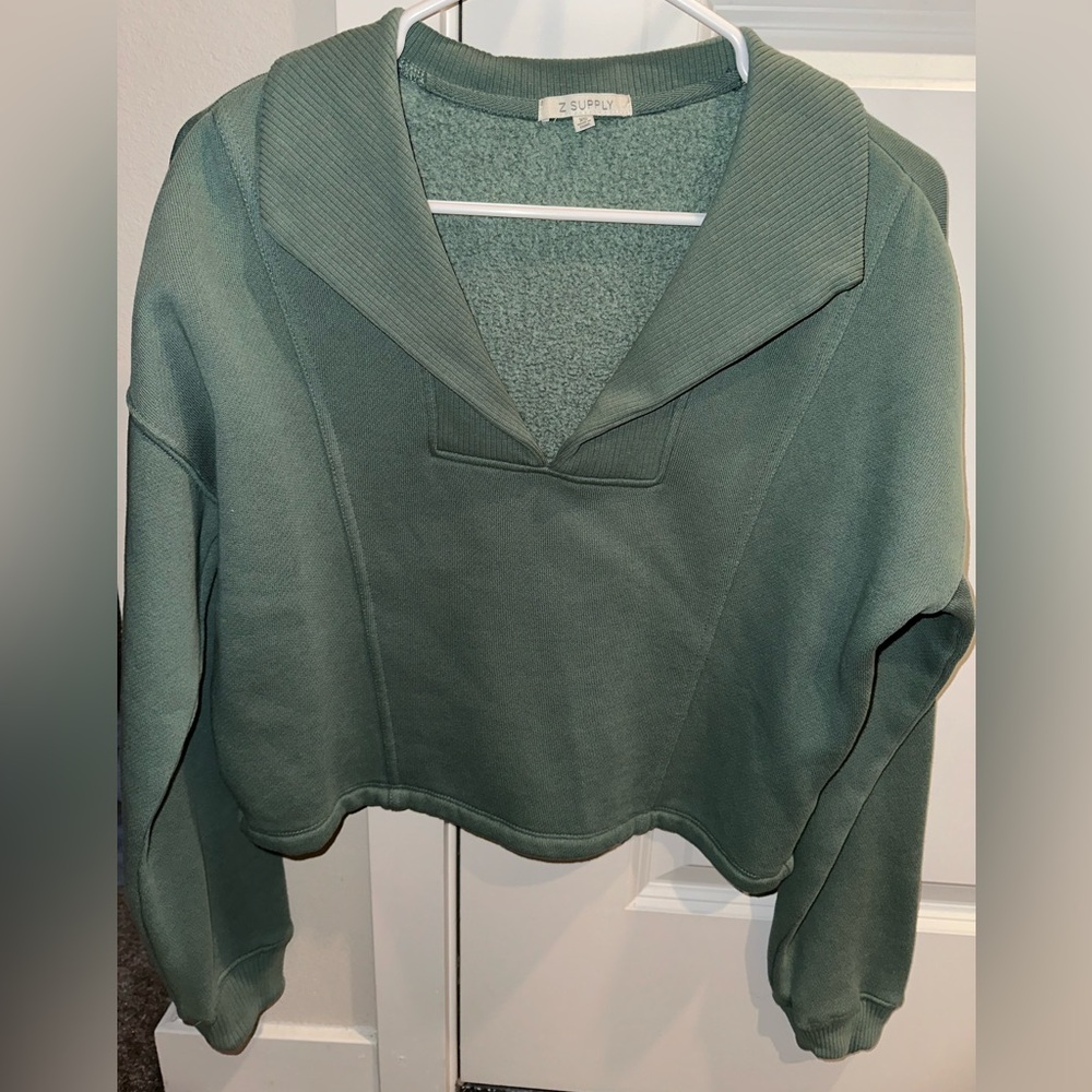 Z Supply Green Cropped Pullover